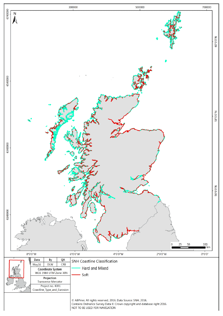 Figure 24: Classification of the Scottish coastline (hard/mixed or soft)
