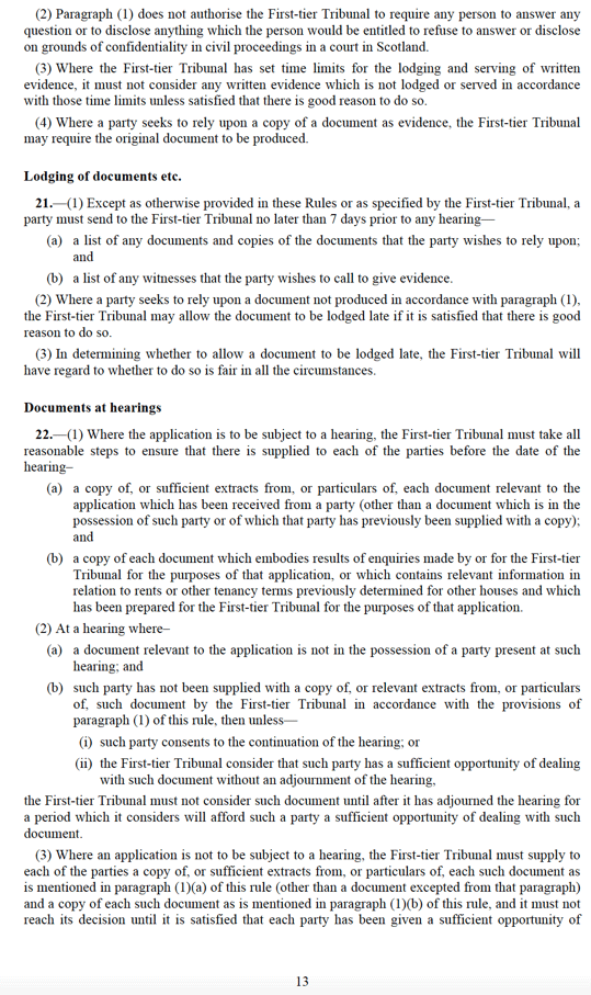 The First-Tier Tribunal Housing and Property Chamber (Procedure) (Scotland) Draft Regulations 2012