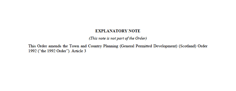 Draft Amendment Order - Explanatory note