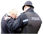 police officer comforts victim