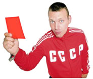football referee showing red card