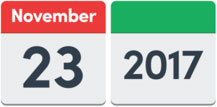 calendar indicating date 23rd November 2017