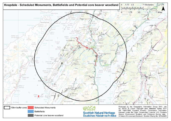 Map 20 Knapdale Scheduled Monuments, Battlefields and potential core beaver woodland