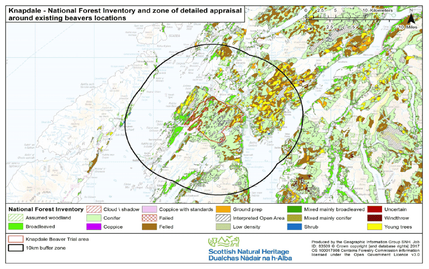 Map 24 - Knapdale Beaver Area and National Forest Inventory cover