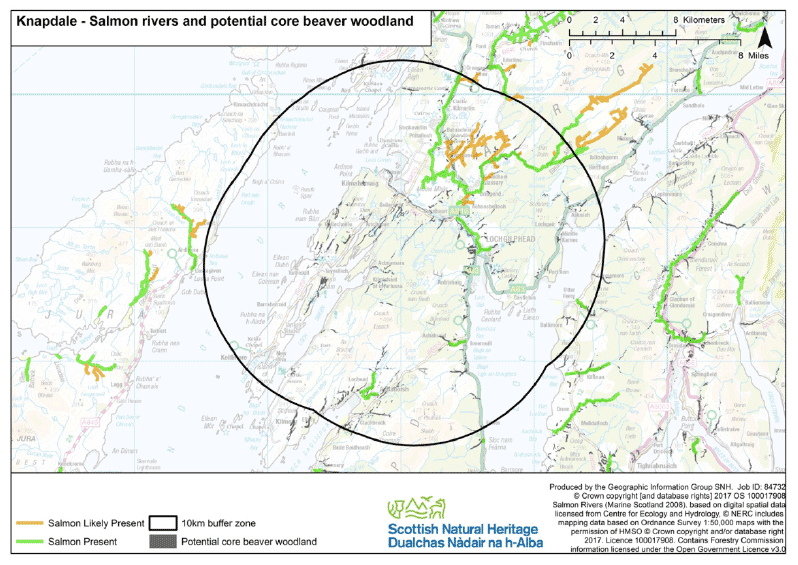 Map 26 - Knapdale salmon rivers and potential core beaver woodland