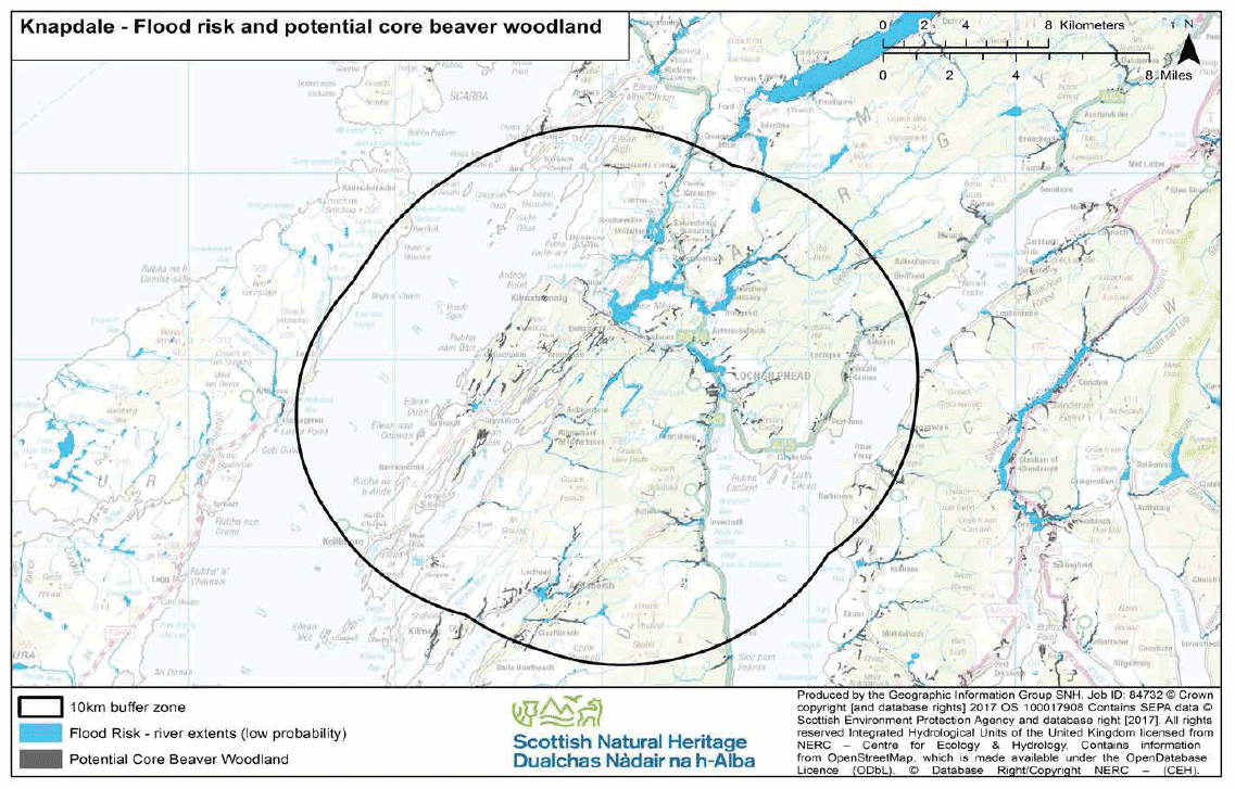 Map 14 - Flood Risk and Knapdale potential core beaver woodland