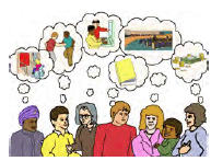 A group having a discussion