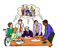 A Government body gathered discussing communities having a voice