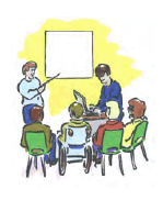 A group of people viewing a presentation