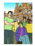 a diverse group of people standing outside a building