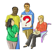 a group of people asking a question