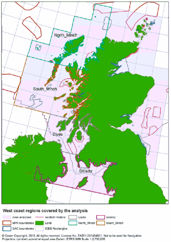 Figure A.7.5 West coast regions used in Marine Scotland (2015)