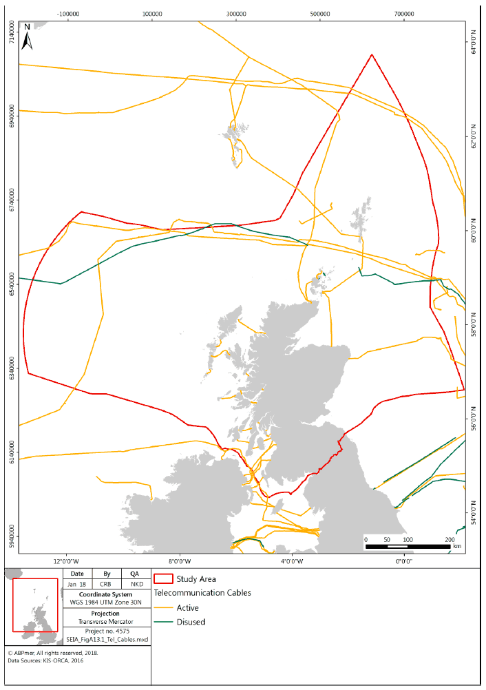 Figure A.14.1 Subsea telecommunication cables in Scotland