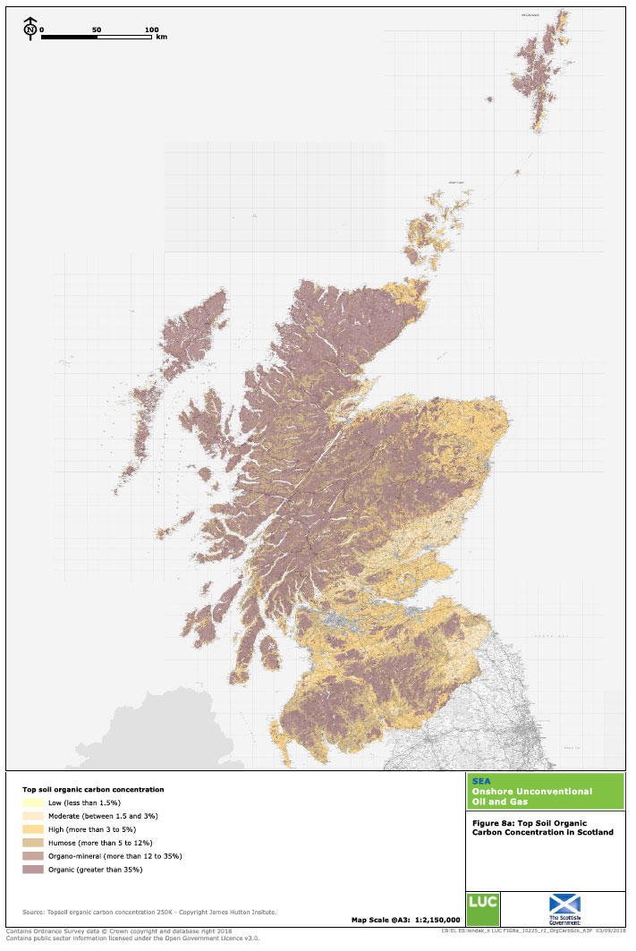 Figure 8a: Top Soil Organic Carbon Concentration in Scotland