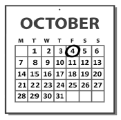A calendar with the 4th of October circled.