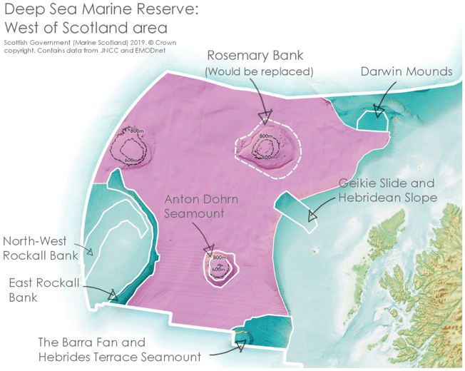 Figure 3: Location of Rockall Trough. Contains information from the Scottish Government (Marine Scotland) 2019, Joint Nature Conservation Committee, and EMODnet 