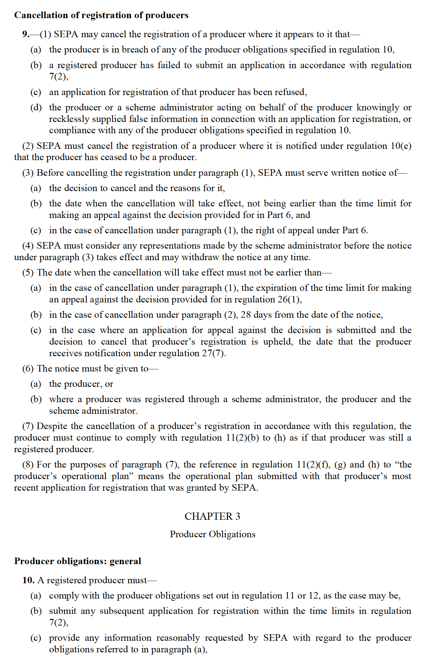 Regulations - part 7