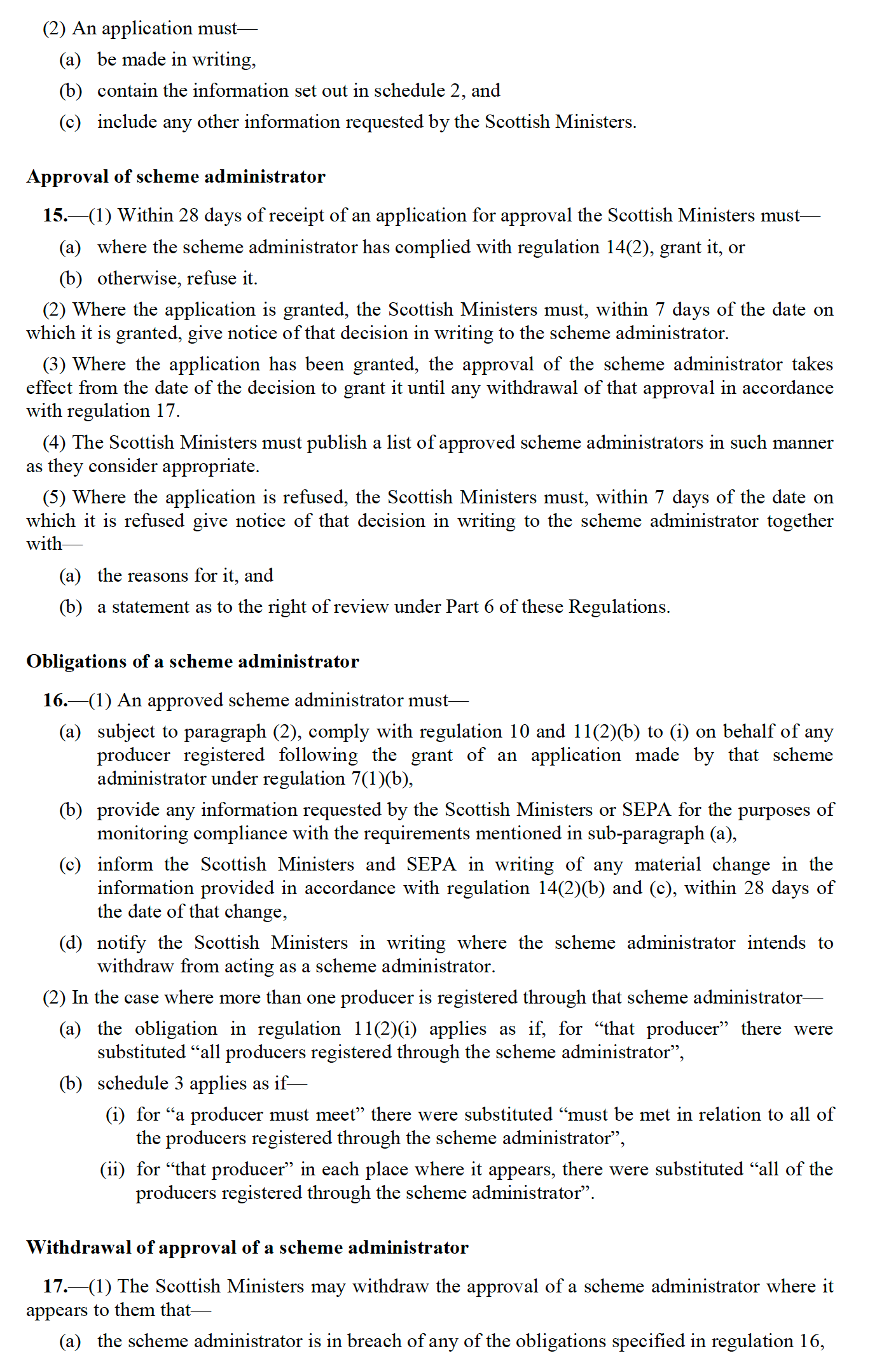 Regulations - part 10