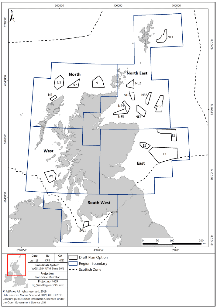 Figure 4 RLG offshore wind regions and DPO areas Figure 4 RLG offshore wind regions and DPO areas