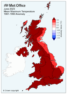 MET Office Map
This is a MET Office map showing the mean maximum temperature in the UK between 1961 and 1990.