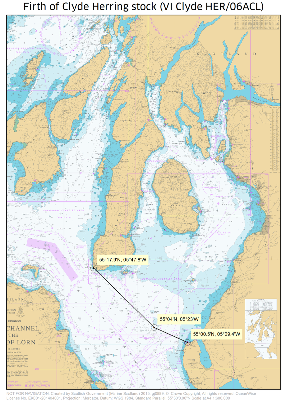 Map of the Firth of Clyde herring stock area.