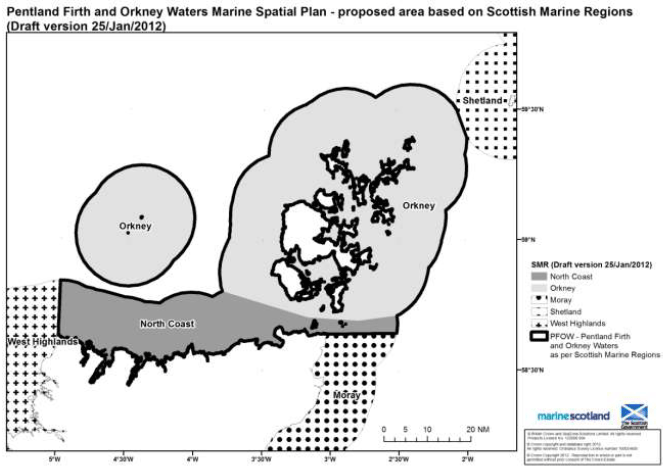 Pentland Firth and Orkney Waters Marine Spatial Plan proposed area based on Scottish Marine Regions Draft version 25 Jan 2012