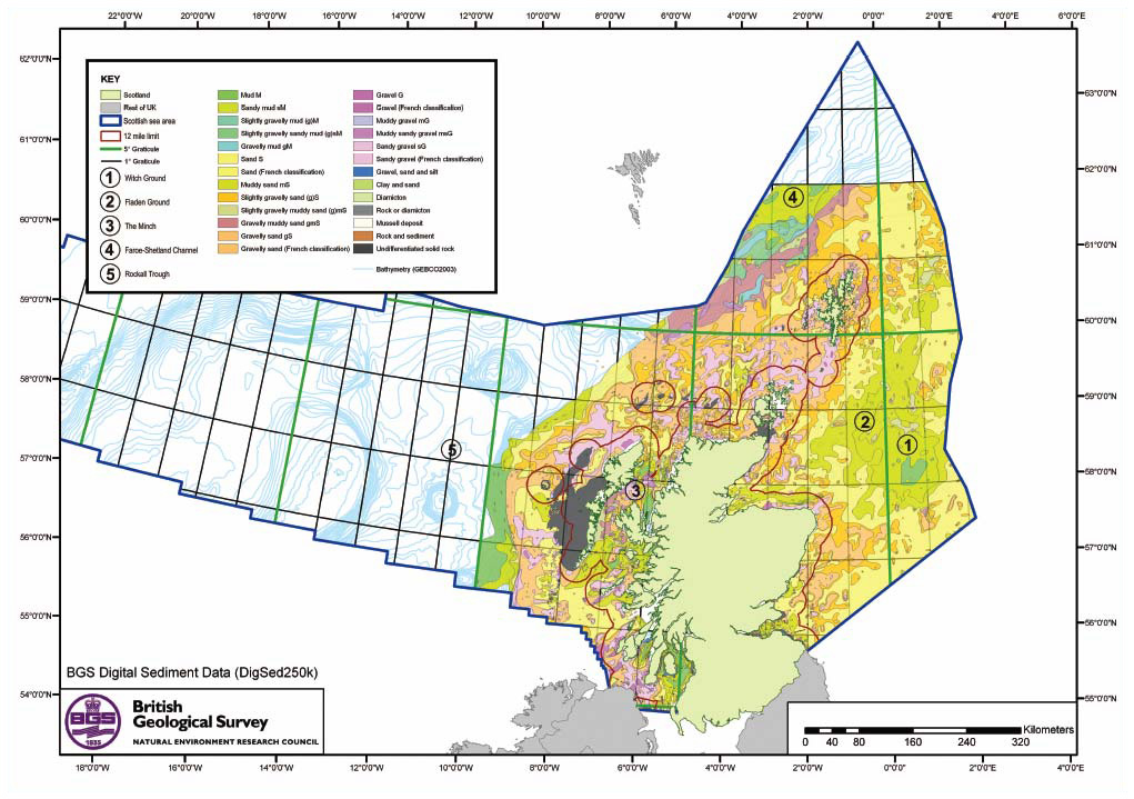 Figure 2.15 Distribution of seabed sediments around Scotland