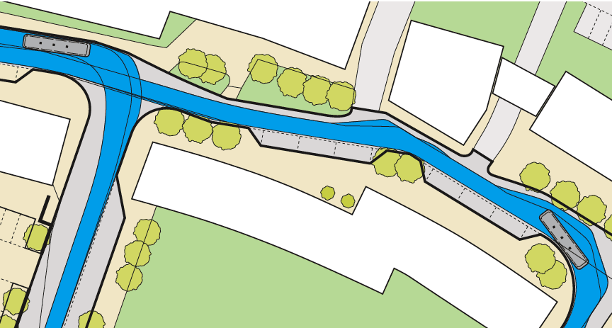 Bus tracking in residential layout diagram