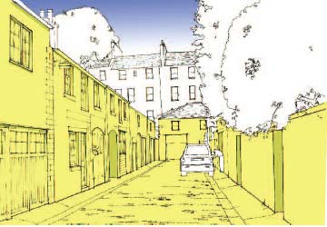 Residential and service lane/tertiary zone graphic