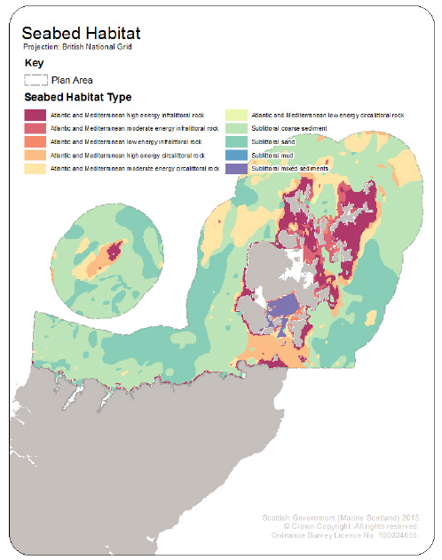 Figure 7.10 Seabed habitat in the PFOW area classified according to the European Nature Information System (EUNIS) habitat classification system Figure 7.10 Seabed habitat in the PFOW area classified according to the European Nature Information System (EUNIS) habitat classification system