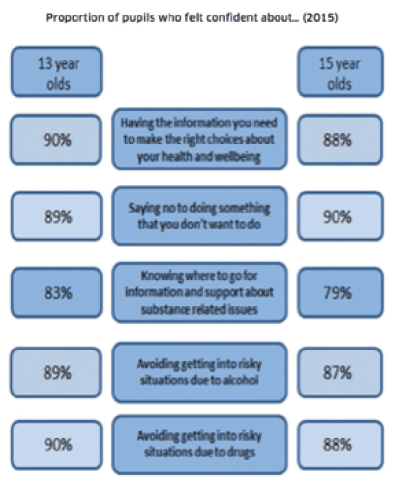 Proportion of pupils who felt confident about...(2015)