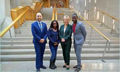 Promise Matatiyo and Joanna Ziwa, two Young Malawian Climate Leaders, meet with Ben Macpherson, Minister for Europe, Migration and International Development and Roseanna Cunningham, Cabinet Secretary for Environment, Climate Change and Land Reform, in the Scottish Parliament Promise Matatiyo and Joanna Ziwa, two Young Malawian Climate Leaders, meet with Ben Macpherson, Minister for Europe, Migration and International Development and Roseanna Cunningham, Cabinet Secretary for Environment, Climate Change and Land Reform, in the Scottish Parliament