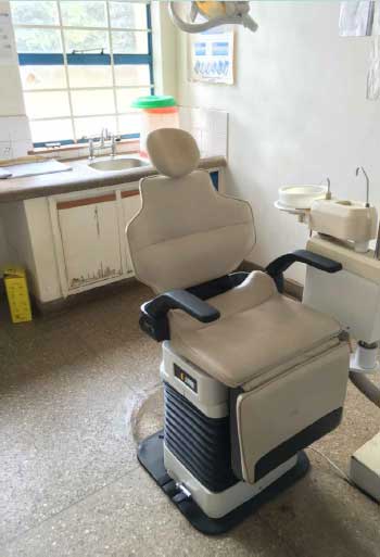 One of the refurbished dental chairs at the Dental Clinic at Kamuzu Central Hospital, Lilongwe, Malawi, donated by NHS Greater Glasgow and Clyde to support the MaDent project. One of the refurbished dental chairs at the Dental Clinic at Kamuzu Central Hospital, Lilongwe, Malawi, donated by NHS Greater Glasgow and Clyde to support the MaDent project.