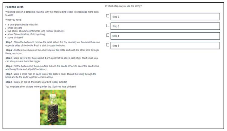 An English example of a P4 Finding and using information item.