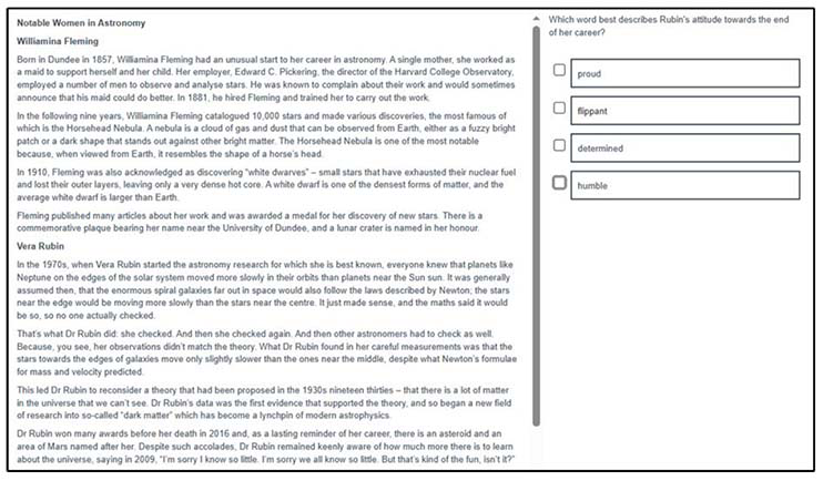 An English example of an S3 Understanding, analysing and evaluating item.