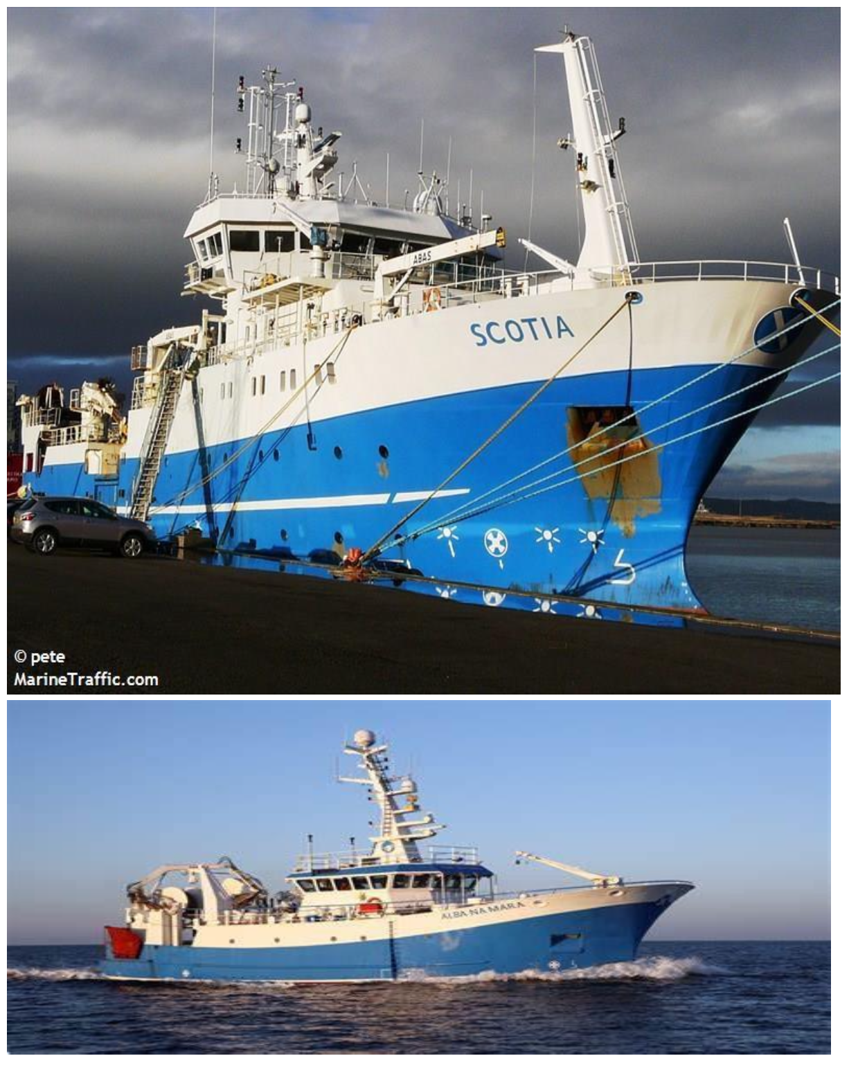 Marine Research Vessel (MRV) Scotia and Marine Research Vessel (MRV) Alba Na Mara.