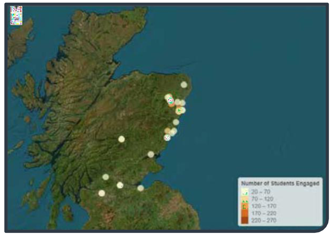 Map of outreach visits in 2024 - 25.