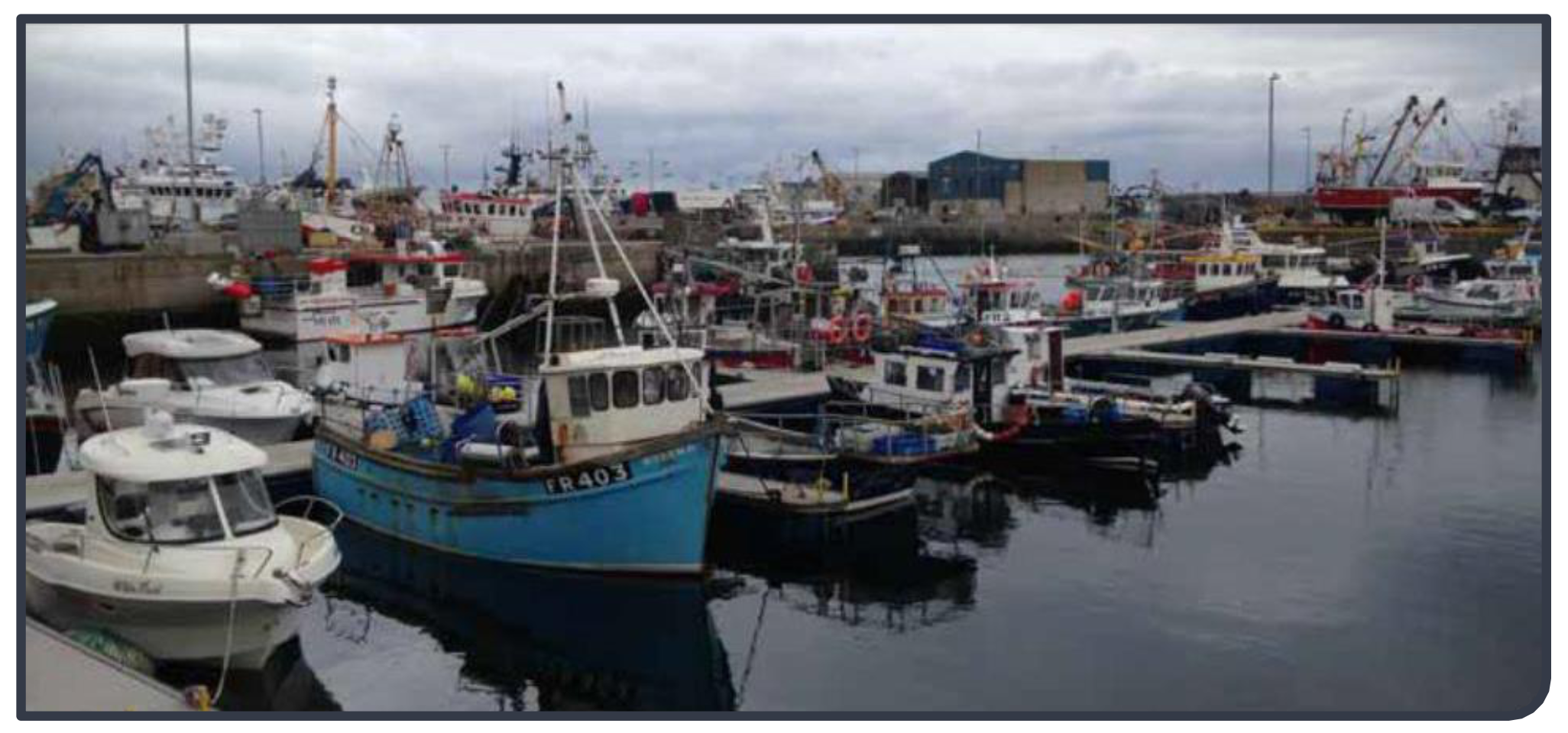 Fraserburgh Port with inshore fisheries vessels.