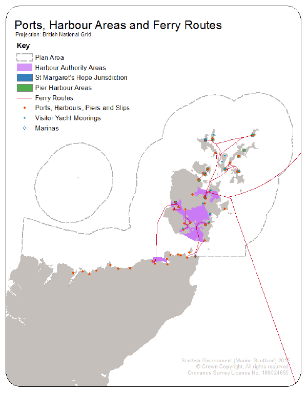 Figure 17 Location of ports and harbours in the PFOW Figure 17 Location of ports and harbours in the PFOW