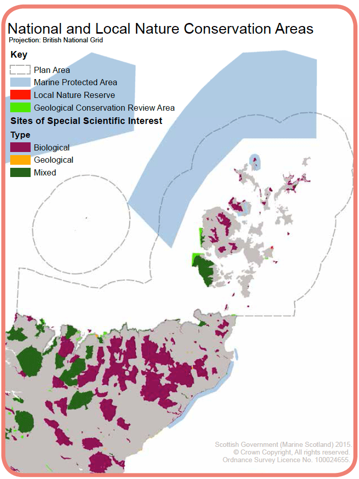 Map 3: Nature conservation areas established under national and local legislation in the Pentland Firth and Orkney Waters area including Marine Protected Areas, Sites of Special Scientific Interest (including Geological Conservation Review Areas) and Local Nature Reserves.