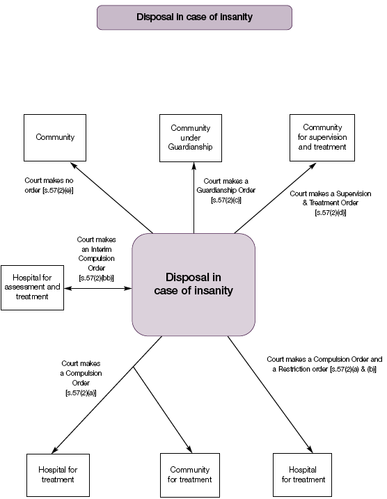 Disposal in case of insanity flowchart