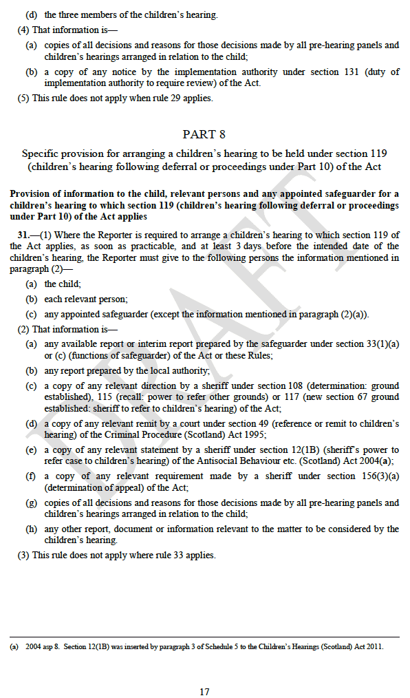 The Children's Hearings (Scotland) Act 2011 (Rules of Procedure in Children's Hearings) Rules 2013