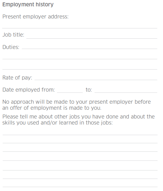 Example application form