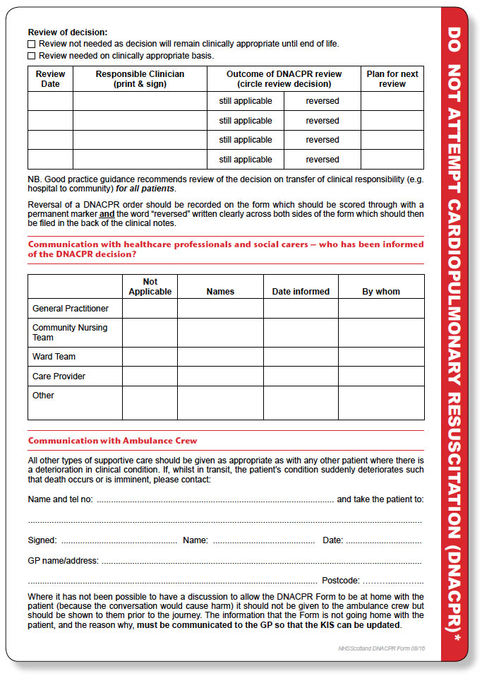 The DNACPR Form