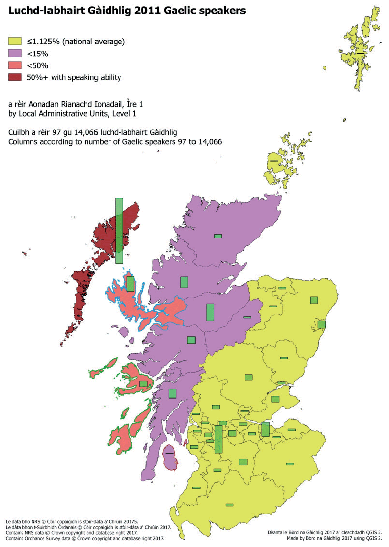 Map of Gaelic speakers 2011