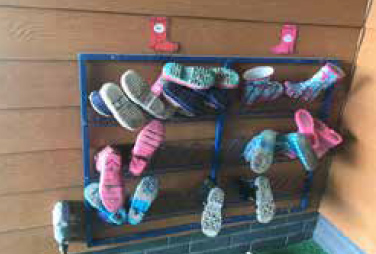 Kelvinside Academy Nursery, Glasgow outdoor boot storage