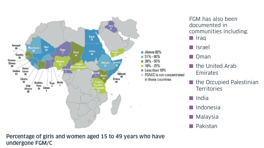 Countries where FGM is practised