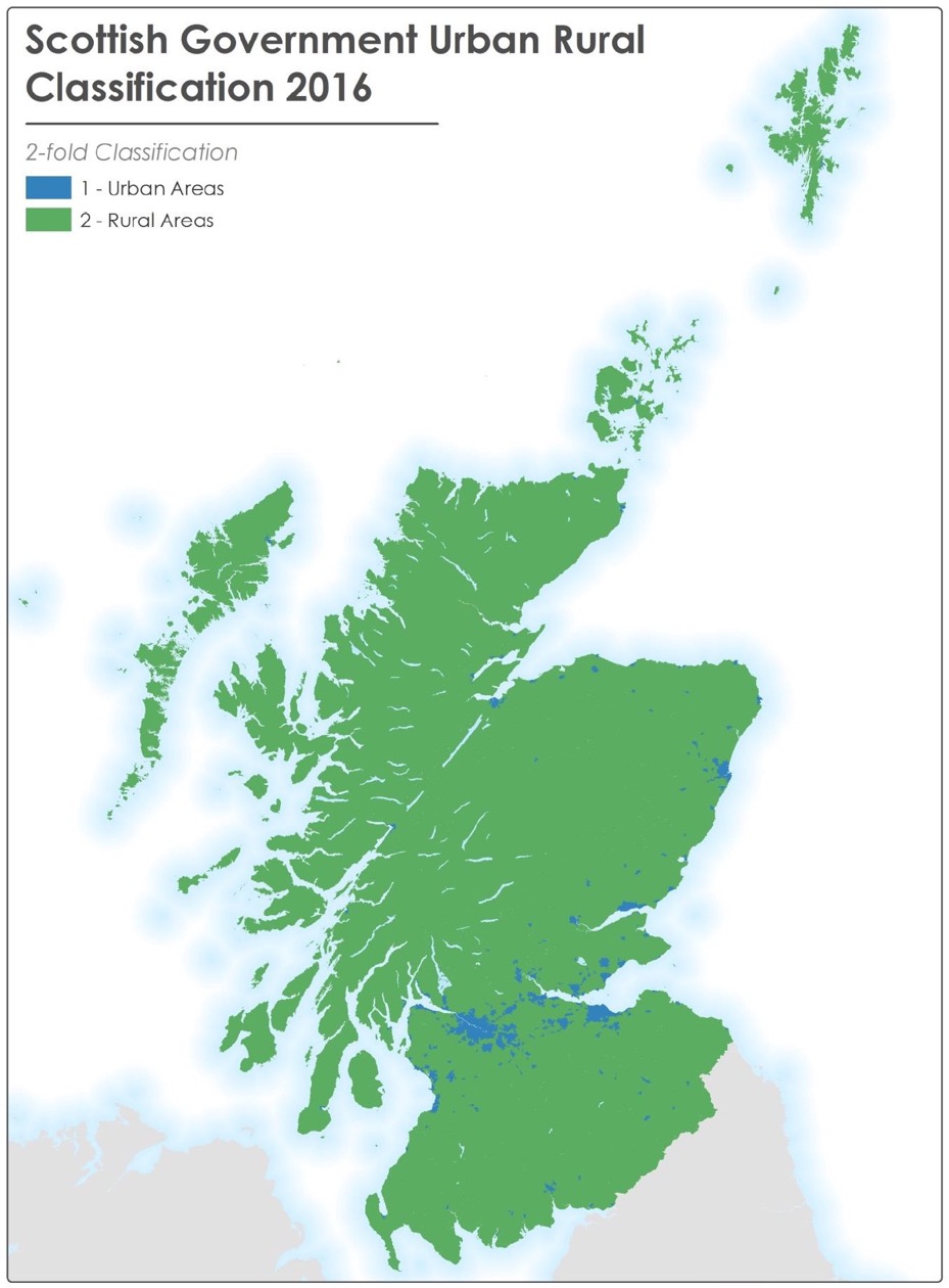 Map 2.1: Scottish Government 2-fold Urban Rural Classification 2016