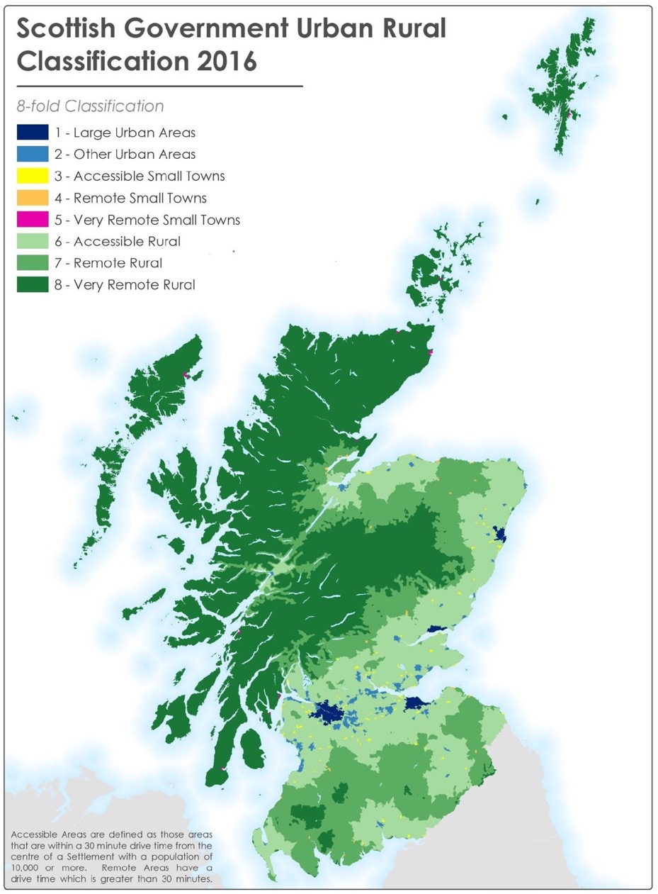 Map 2.4: Scottish Government 8-fold Urban Rural Classification 2016