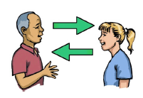 A man and woman communicating freely with each other.